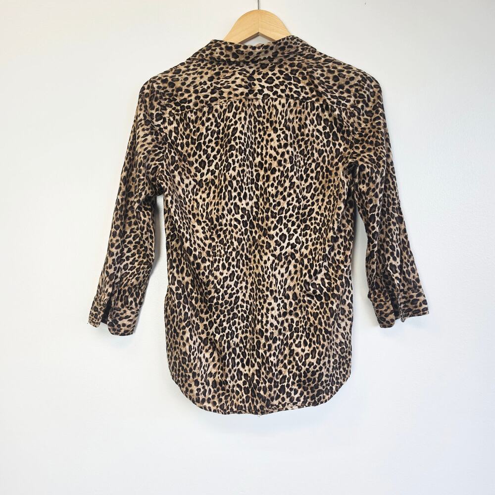Lauren Ralph Lauren Leopard Print Button Up Shirt Sz Small Animal Print LRL - Picture 5 of 8